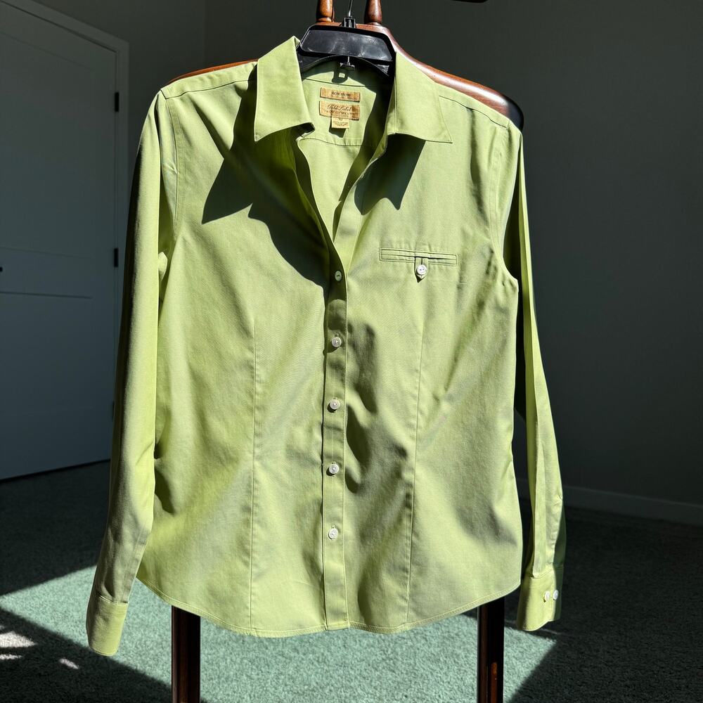 Gold Label Investments Non-Iron 100% Cotton Button Front Shirt Pistachio sz 10